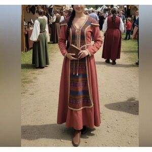 Vintage Gunne Sax Black Label 1960's Corset Tapestry Renfair Renaissance Dress 5